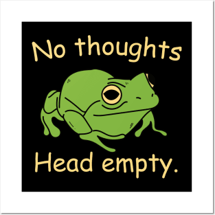 no thoughts head empty frog retro word art meme Posters and Art